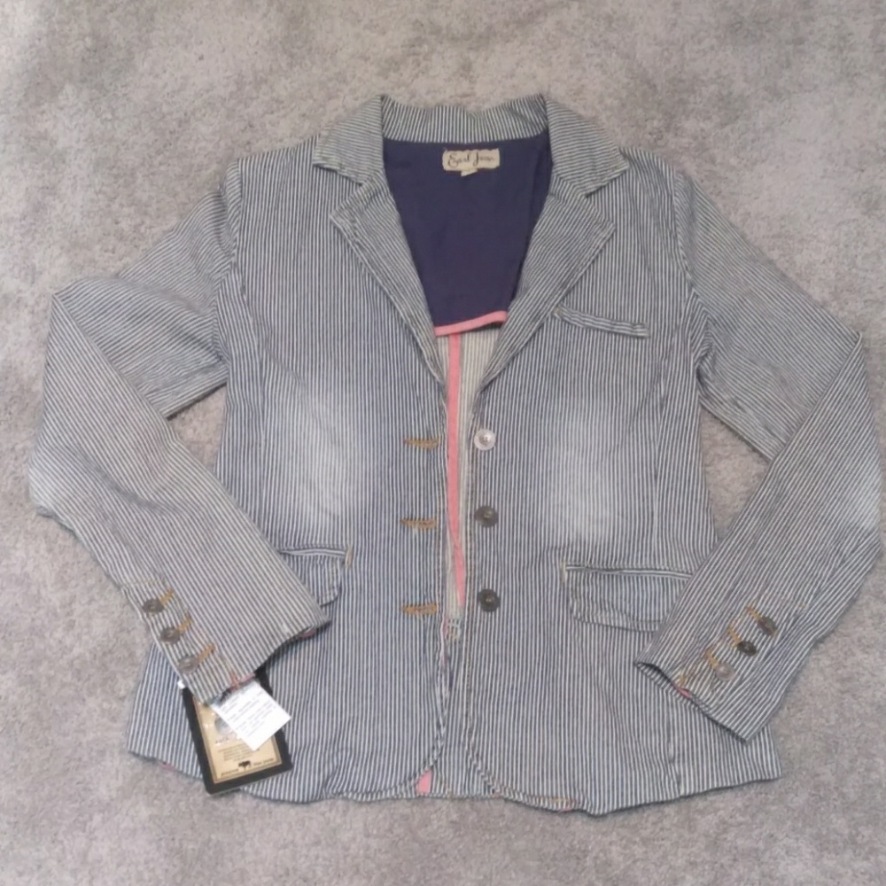 Earl Jean small denim/white striped blazer